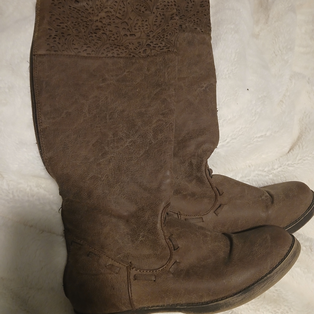 Brown/gray Leather Women's Boots